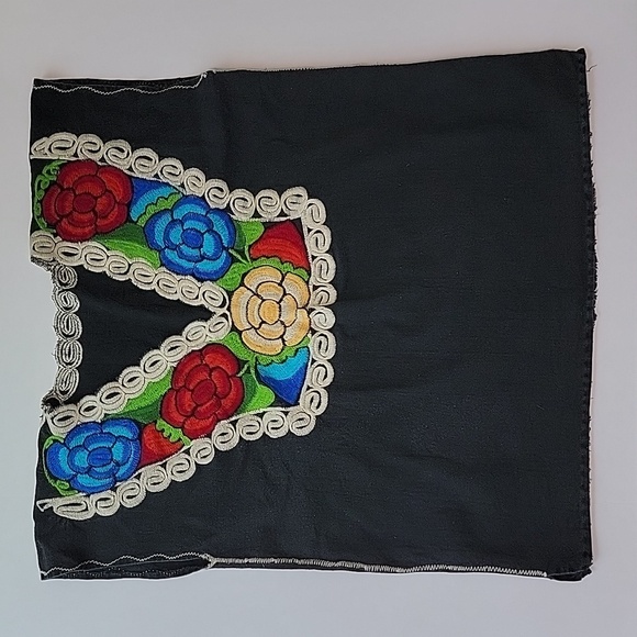 Blouse Top Shirt Boxy Embroidered Mexican Floral Short Sleeve Festive Colorful S - Picture 9 of 14